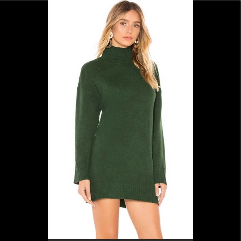 Tularosa Green Turtleneck Sweater Dress